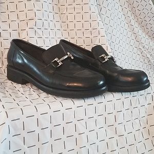 Nine West Black Loafers w/Pewter Strap Sz. 6.5